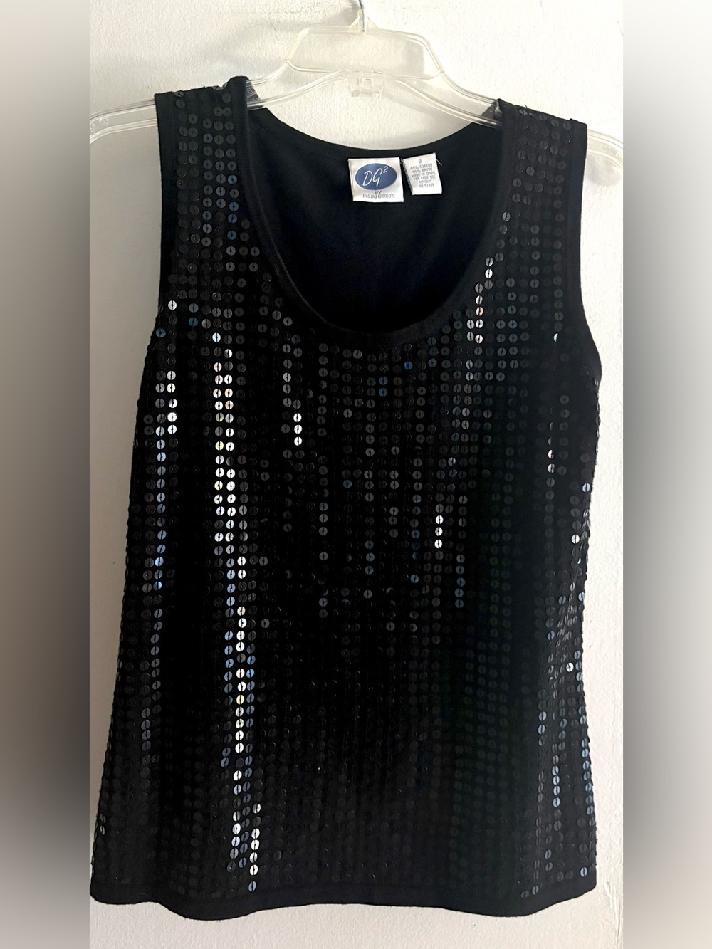 Diane Gilman Black Sequined Sweater Tank Top S